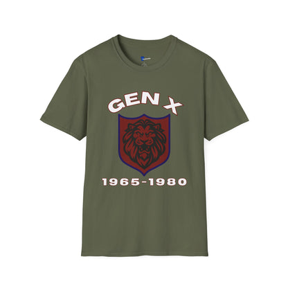 Retro Gen X Lion Crest Shirt, Bold Generation X T-Shirt, 1965-1980 Vintage Shield Graphic Tee, Latchkey Kid Streetwear