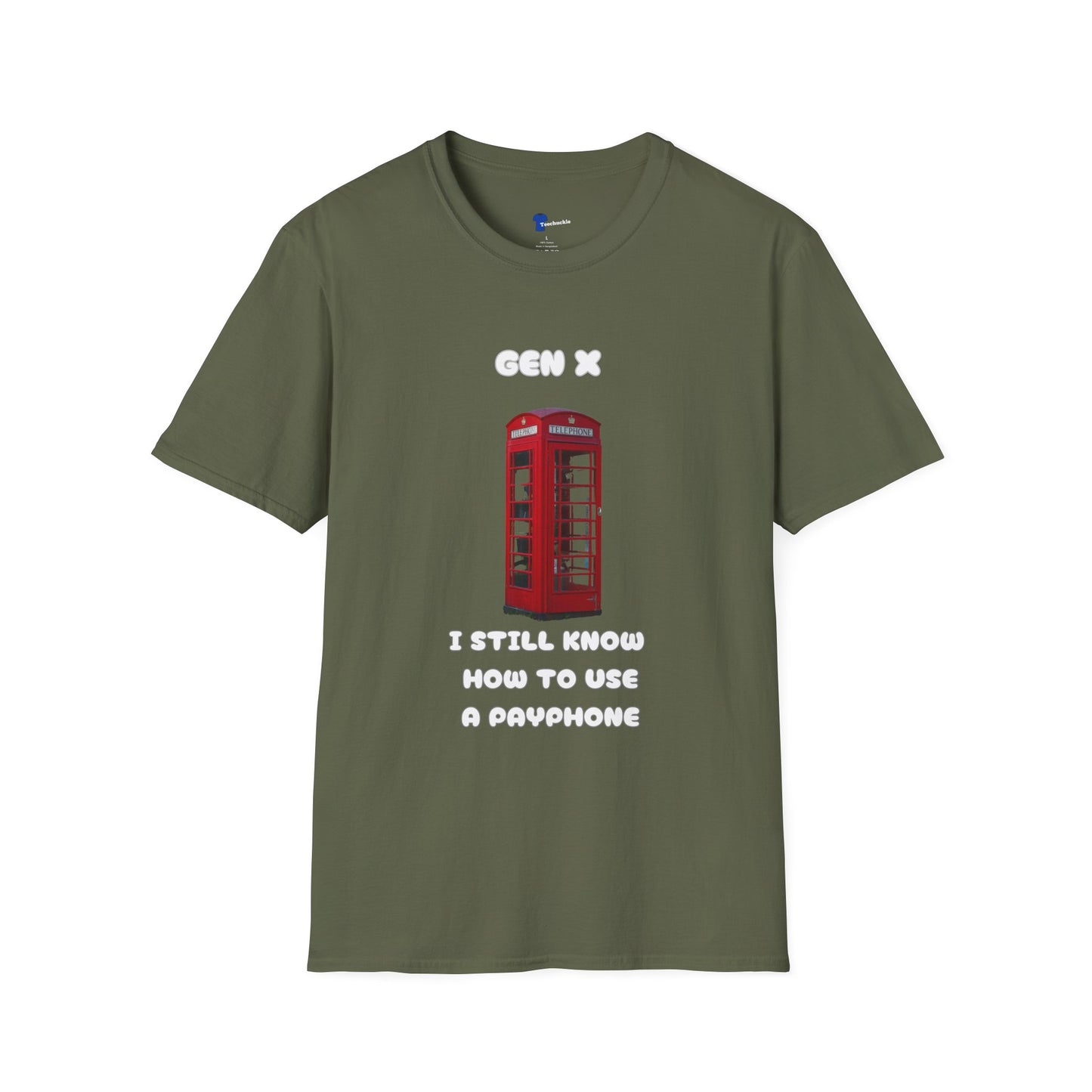 Gen X Red Payphone T-Shirt | Funny Generation X Nostalgia Tee | Classic British Telephone Box Retro Graphic Shirt