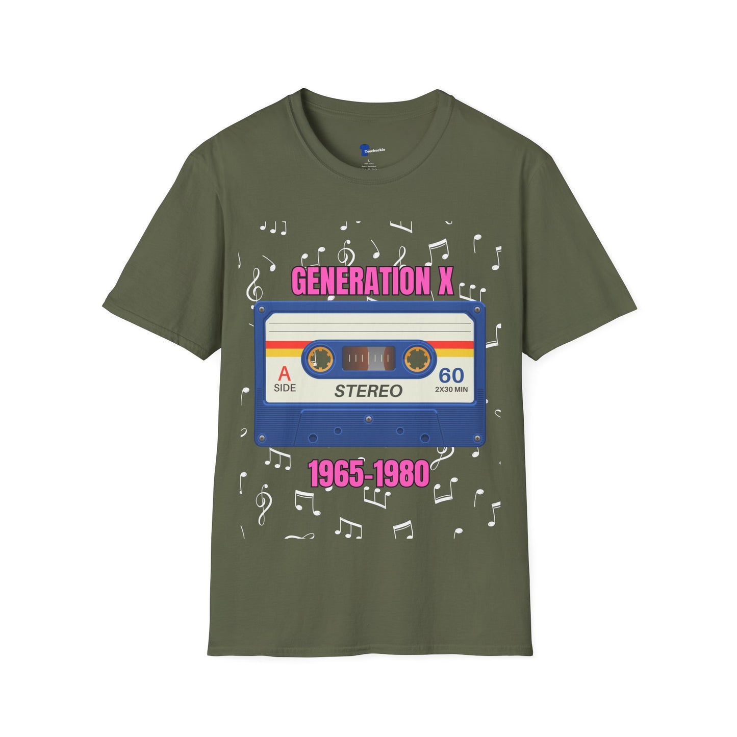 Generation X Shirt 1965 to 1980, Retro 80s Cassette Tape Graphic Tee, Vintage Mixtape Music TShirt, Old School Gen X Apparel Birthday Gift