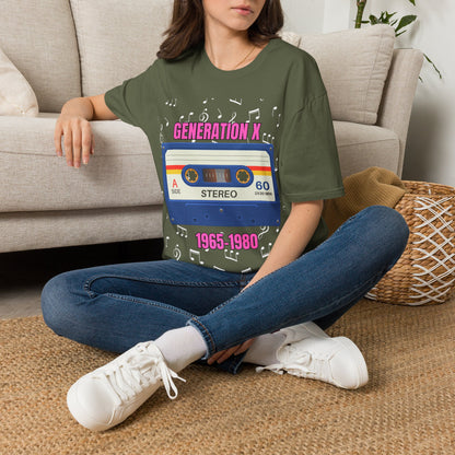 Generation X Shirt 1965 to 1980, Retro 80s Cassette Tape Graphic Tee, Vintage Mixtape Music TShirt, Old School Gen X Apparel Birthday Gift