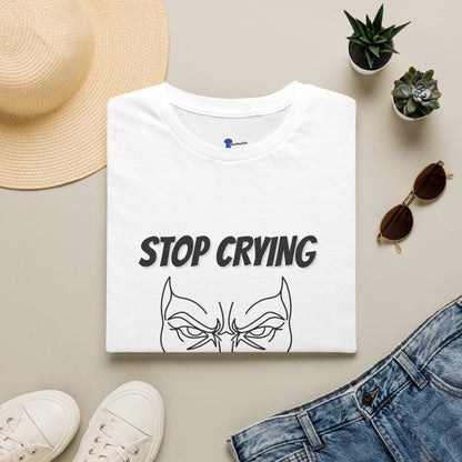 Comic Face Design Funny Gen X Nostalgia Shirt, Stop Crying Comic Graphic T-Shirt, Old School Tough Love Parenting Tee, Sarcastic Childhood Sayings, Retro Comic Book Line Art, Forgotten...