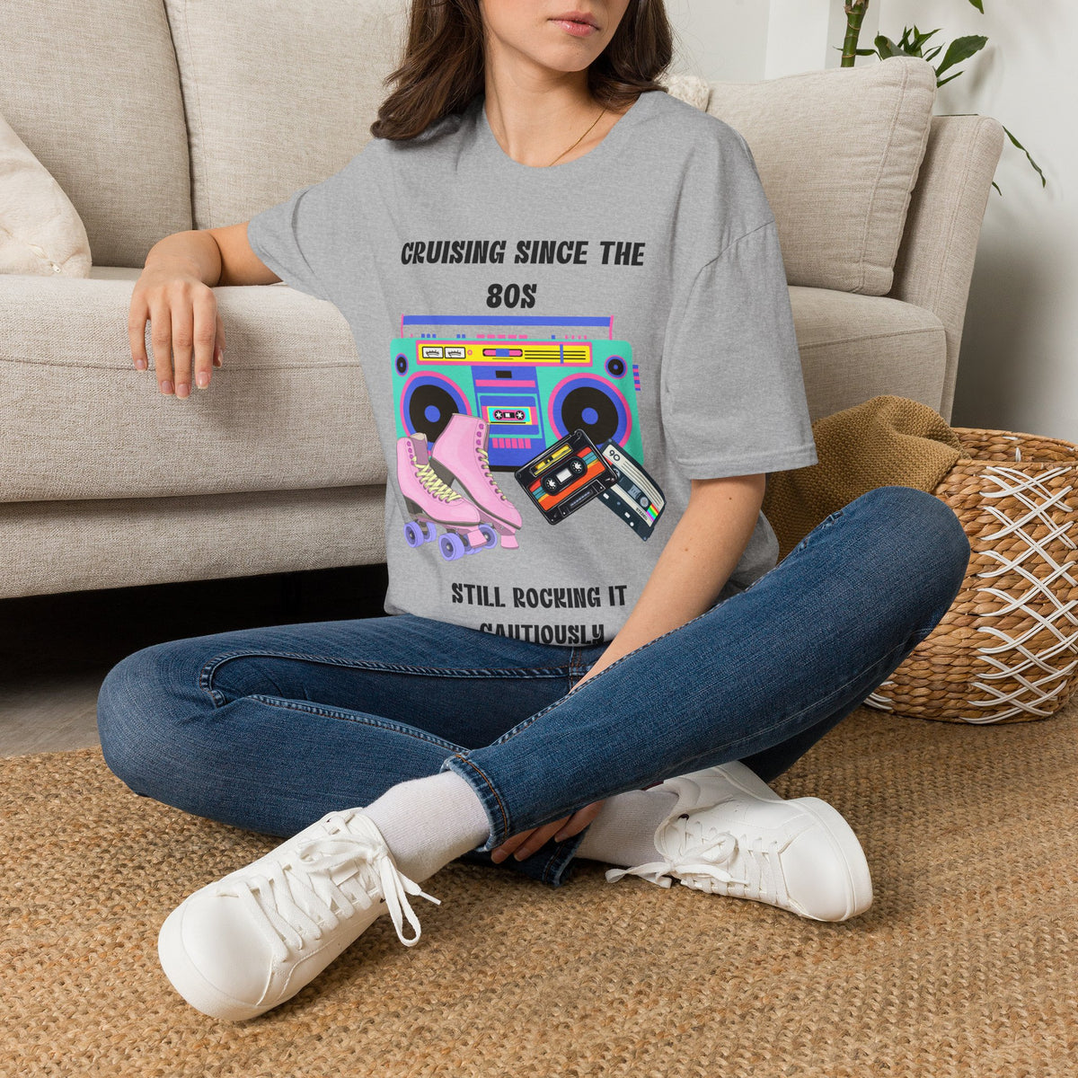 Cruising Since the 80s | Retro Boombox & Roller Skate Graphic Unisex T-Shirt