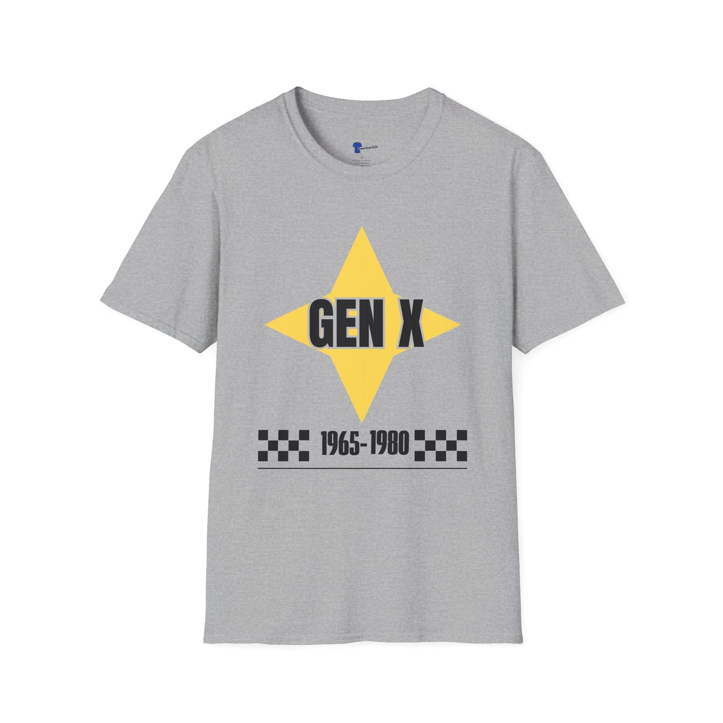 Gen x 1965-1980 Yellow Star T-shirt, Checkered Pattern Tee, Unisex Gift Shirt