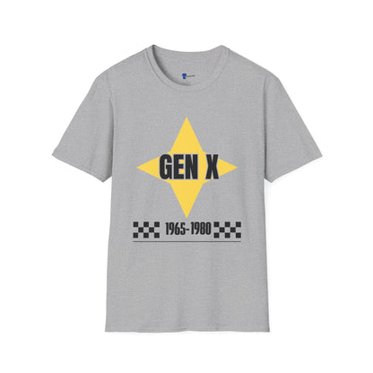 Gen x 1965-1980 Yellow Star T-shirt, Checkered Pattern Tee, Unisex Gift Shirt