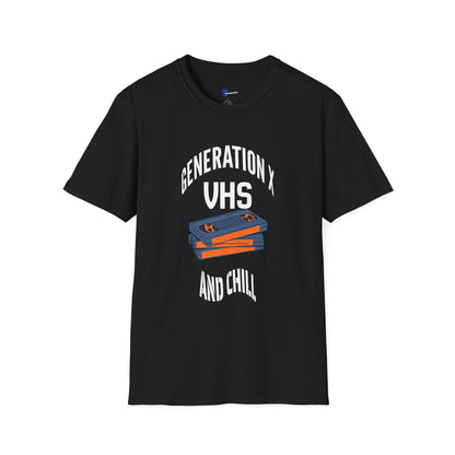 Funny Gen X VHS and Chill T-Shirt - Retro 80s 90s Nostalgia Graphic Tee