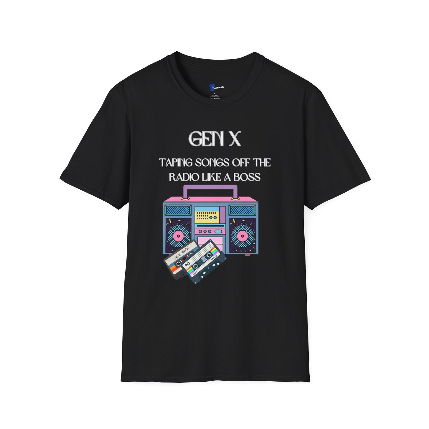 Gen X Radio T-Shirt, Taping Songs Off The Radio Cassette Tape Shirt, Retro 80s Boombox Graphic Tee, Funny Generation X Nostalgia Gift, 1980s Mixtape Apparel