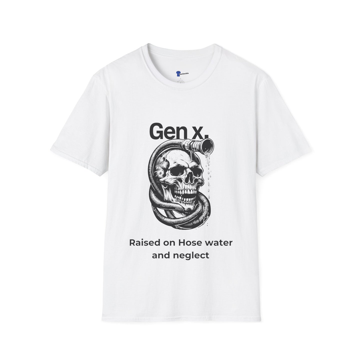 Gen X Shirt Raised on Hose Water and Neglect, Funny Generation X Graphic Tee, Sarcastic 80s Kids TShirt, Retro Skull Hose Water Apparel Gift