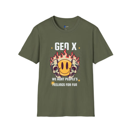 Gen X Shirt We Hurt People's Feelings For Fun T-Shirt, Funny Generation X Sarcastic Tee, Grunge Skull Smiley Face Graphic, Retro 90s Gift