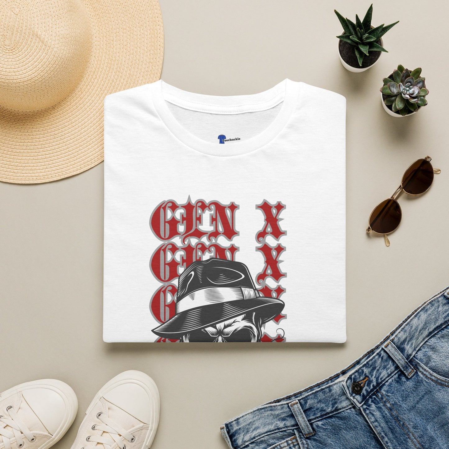 Gen X Skull Shirt Black Graphic Tee Mafia Gangster Skeleton Fedora T-Shirt Funny Gen X Birthday Gift For Men Sarcastic Biker Grunge Art