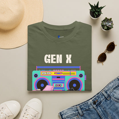 Retro 80s Gen X Boombox Black Shirt, The Last Cool Generation Dark Tee, Vintage Roller Skate Cassette Tape Graphic Apparel