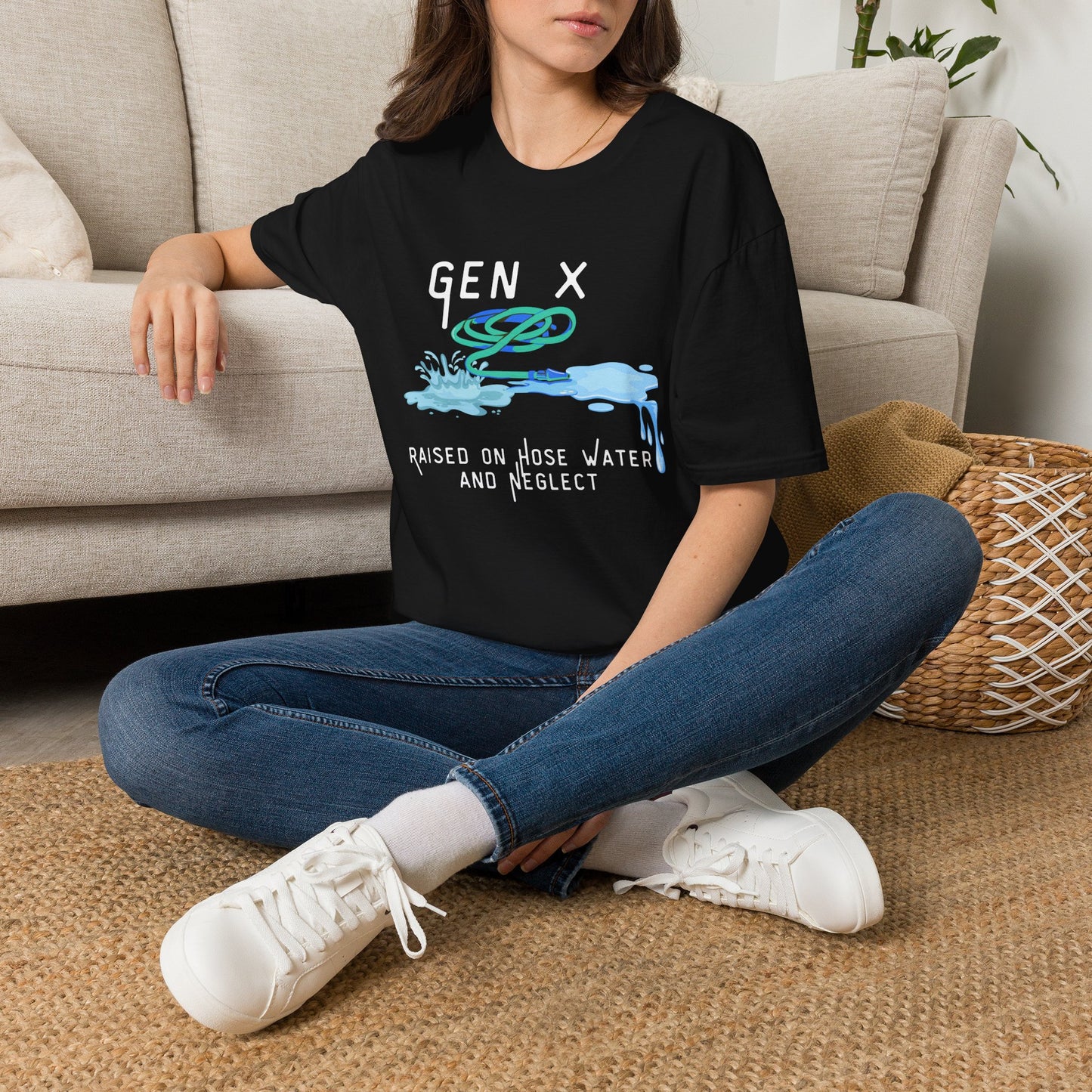 Gen X Hose Water Shirt Funny Generation X T-Shirt, Retro Raised on Hose Water and Neglect Tee, Latchkey Kid Watercolor Graphic