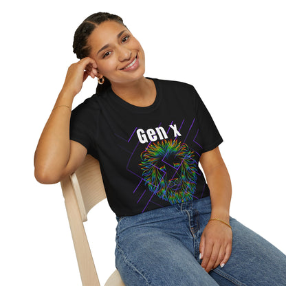 Gen X Lion Shirt 1965 to 1980, Funny Generation X Graphic Tee, Neon Retro 70s 80s Kids TShirt, Fierce Wildcat King Apparel Birthday Gift