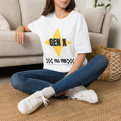 Gen x 1965-1980 Yellow Star T-shirt, Checkered Pattern Tee, Unisex Gift Shirt