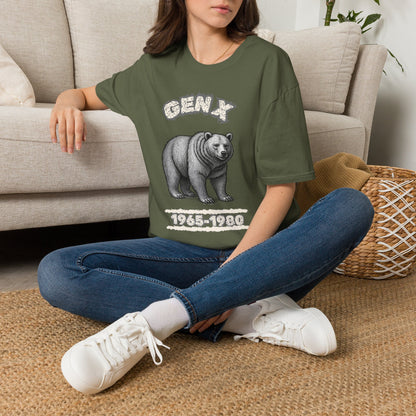 Vintage Gen X Bear T-Shirt, Retro 1965-1980 Generation X Shirt, Distressed Grizzly Bear Graphic Tee, 70s 80s Nostalgia Gift