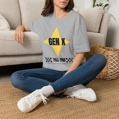 Gen x 1965-1980 Yellow Star T-shirt, Checkered Pattern Tee, Unisex Gift Shirt